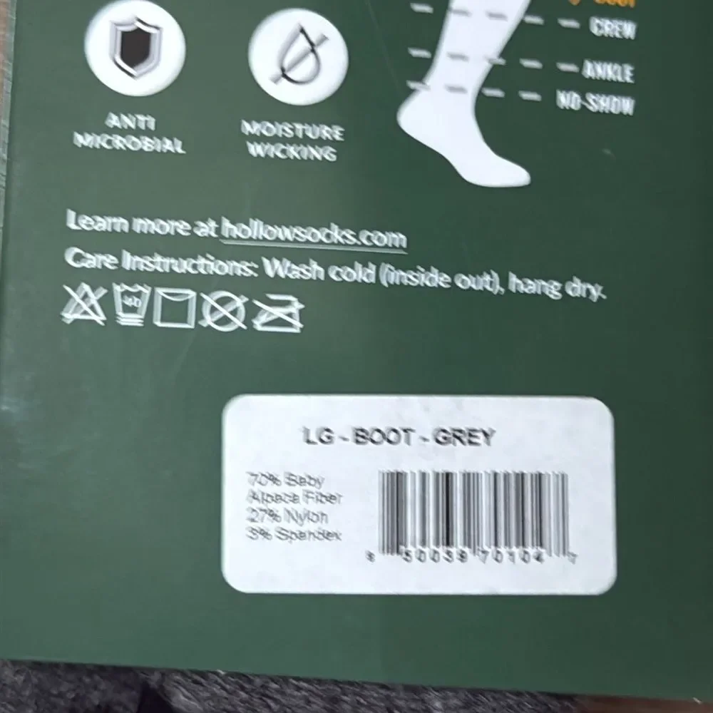 Hollow Alpaca Boot Socks M & Large Grey Men 10-13 Women 10-12 NWT IN PACKAGING_7